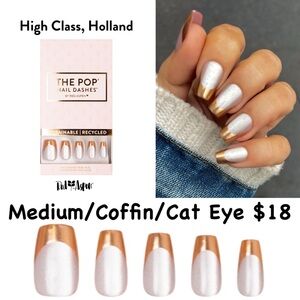 Red Aspen High Class Holland Press-On Nails - White and Gold